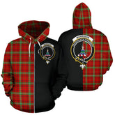 Morrison Red Modern Tartan Crest Zipper Hoodie - Half Of Me Style