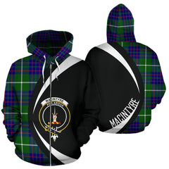 MacIntyre Hunting Modern Tartan Crest Zipper Hoodie - Circle Style