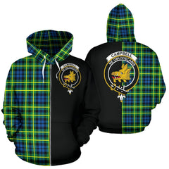 Campbell of Breadalbane Ancient Tartan Crest Zipper Hoodie - Half Of Me Style