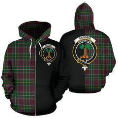 Crosbie Tartan Crest Zipper Hoodie - Half Of Me Style