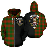 Menzies Green Modern Tartan Crest Zipper Hoodie - Half Of Me Style