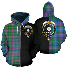Pitcairn Hunting Tartan Crest Zipper Hoodie - Half Of Me Style