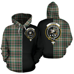 Craig Ancient Tartan Crest Zipper Hoodie - Half Of Me Style