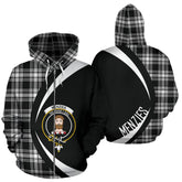 Menzies Black _ White Modern Tartan Crest Zipper Hoodie - Circle Style
