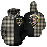 Menzies Black & White Ancient Tartan Crest Zipper Hoodie - Half Of Me Style