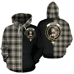 Menzies Black & White Ancient Tartan Crest Zipper Hoodie - Half Of Me Style