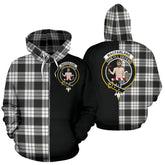 MacFarlane Black & White Ancient Tartan Crest Zipper Hoodie - Half Of Me Style