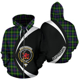 Farquharson Modern Tartan Crest Zipper Hoodie - Circle Style