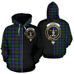 Russell Modern Tartan Crest Zipper Hoodie - Half Of Me Style