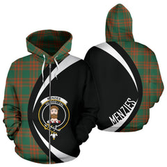 Menzies Green Ancient Tartan Crest Zipper Hoodie - Circle Style