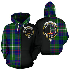 MacIntyre Hunting Modern Tartan Crest Zipper Hoodie - Half Of Me Style