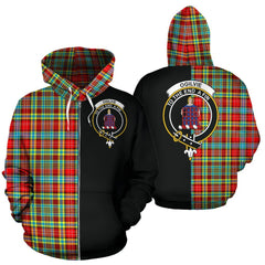 Ogilvie Tartan Crest Zipper Hoodie - Half Of Me Style