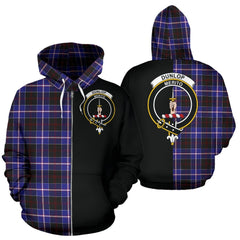 Dunlop Modern Tartan Crest Zipper Hoodie - Half Of Me Style