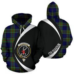 Colquhoun Modern Tartan Crest Hoodie - Circle Style