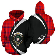 Rose Modern Tartan Crest Zipper Hoodie - Circle Style