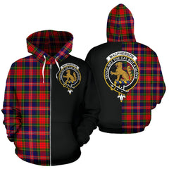 MacPherson Modern Tartan Crest Zipper Hoodie - Half Of Me Style