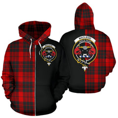 MacLeod of Raasay Tartan Crest Zipper Hoodie - Half Of Me Style