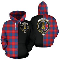 Galloway Red Tartan Crest Zipper Hoodie - Half Of Me Style