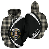 Menzies Black _ White Ancient Tartan Crest Zipper Hoodie - Circle Style
