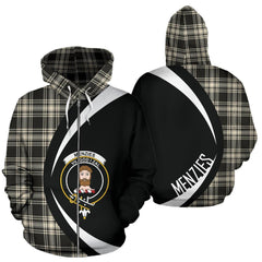 Menzies Black _ White Ancient Tartan Crest Zipper Hoodie - Circle Style