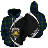 Campbell Modern Tartan Crest Zipper Hoodie - Circle Style