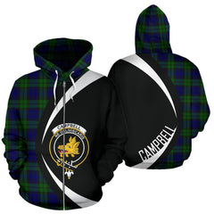 Campbell Modern Tartan Crest Zipper Hoodie - Circle Style