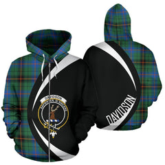 Davidson Ancient Tartan Crest Zipper Hoodie - Circle Style
