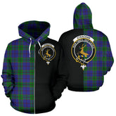 Strachan Tartan Crest Zipper Hoodie - Half Of Me Style