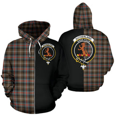 Sutherland Weathered Tartan Crest Zipper Hoodie - Half Of Me Style