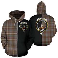 MacIntyre Hunting Weathered Tartan Crest Zipper Hoodie - Half Of Me Style