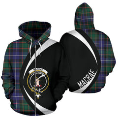 MacRae Hunting Modern Tartan Crest Zipper Hoodie - Circle Style