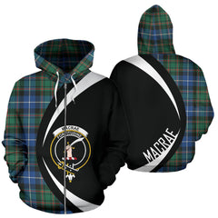 MacRae Hunting Ancient Tartan Crest Zipper Hoodie - Circle Style