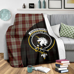 Cunningham Burgundy Dancers Tartan Crest Blanket Wave Style