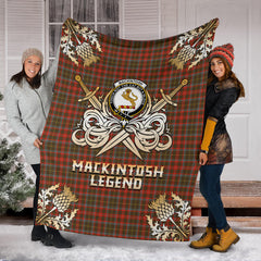 MacKintosh Hunting Weathered Tartan Gold Courage Symbol Blanket - SP