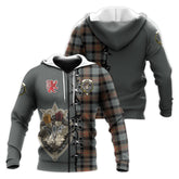 Gunn Weathered Tartan Hoodie - Lion Rampant And Celtic Thistle Style