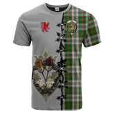 Hay White Dress Tartan T-shirt - Lion Rampant And Celtic Thistle Style