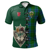 Johnstone Tartan Polo Shirt - Lion Rampant And Celtic Thistle Style