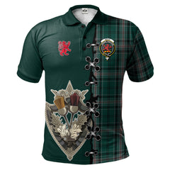 Kelly of Sleat Hunting Tartan Polo Shirt - Lion Rampant And Celtic Thistle Style