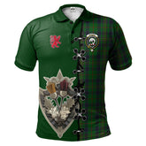 Kennedy Tartan Polo Shirt - Lion Rampant And Celtic Thistle Style