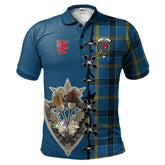 Laing Tartan Polo Shirt - Lion Rampant And Celtic Thistle Style