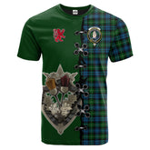 Lamont Tartan T-shirt - Lion Rampant And Celtic Thistle Style