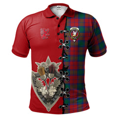 Lindsay Modern Tartan Polo Shirt - Lion Rampant And Celtic Thistle Style