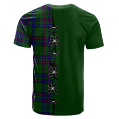Lockhart Modern Tartan T-shirt - Lion Rampant And Celtic Thistle Style