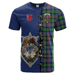 Logan Ancient Tartan T-shirt - Lion Rampant And Celtic Thistle Style