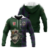 Lumsden Green Tartan Hoodie - Lion Rampant And Celtic Thistle Style