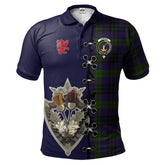 Lumsden Hunting Tartan Polo Shirt - Lion Rampant And Celtic Thistle Style