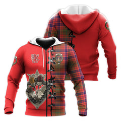 Lumsden Modern Tartan Hoodie - Lion Rampant And Celtic Thistle Style