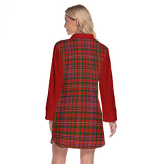 MacAlister Modern Tartan Women's Lapel Shirt Dress With Long Sleeve