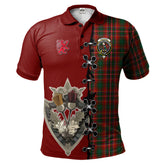 MacInnes Hastie Tartan Polo Shirt - Lion Rampant And Celtic Thistle Style