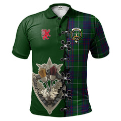 MacIntyre Hunting Tartan Polo Shirt - Lion Rampant And Celtic Thistle Style